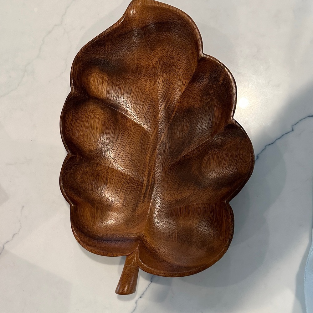 Leaf-Shaped Wooden Serving Platter